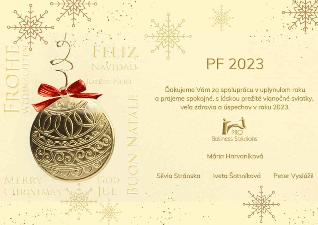 Personálna agentúra PRO Business Solutions          PF 2023